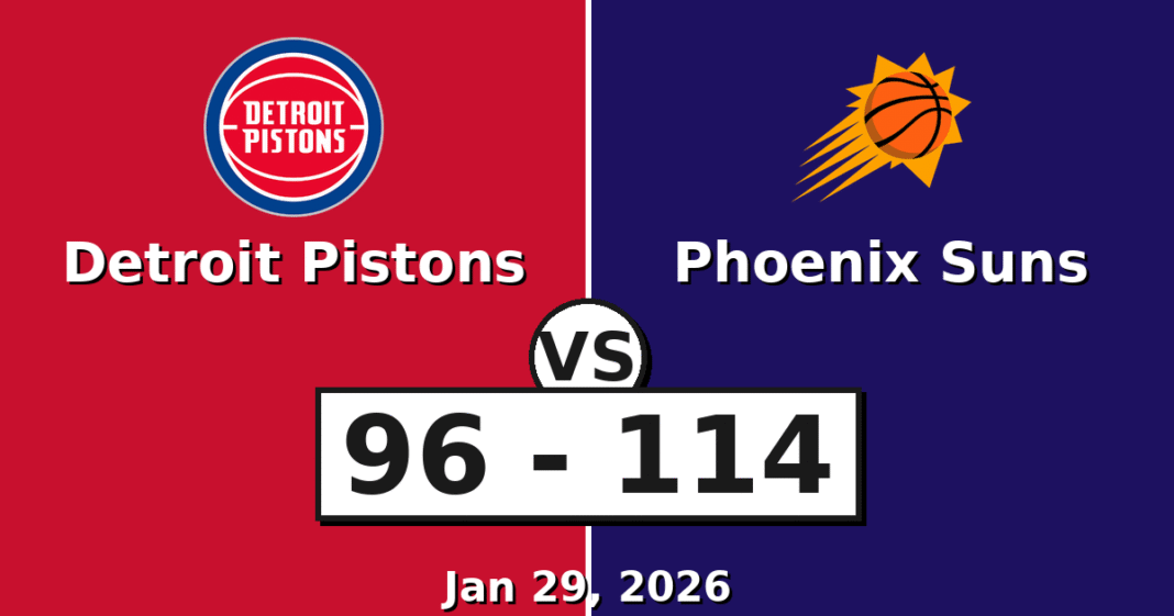 Detroit Pistons vs Phoenix Suns Match Player Stats
