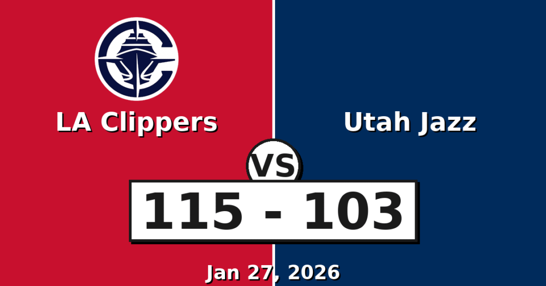 LA Clippers vs Utah Jazz Match Player Stats
