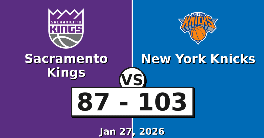 Sacramento Kings vs New York Knicks Match Player Stats