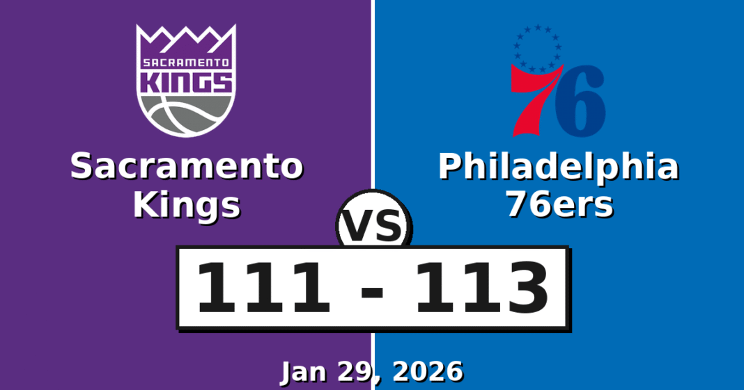 Sacramento Kings vs Philadelphia 76ers Match Player Stats