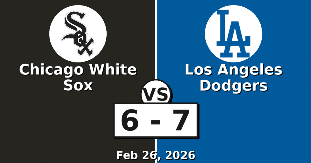Chicago White Sox vs Los Angeles Dodgers Match Player Stats (Feb 26, 2026)