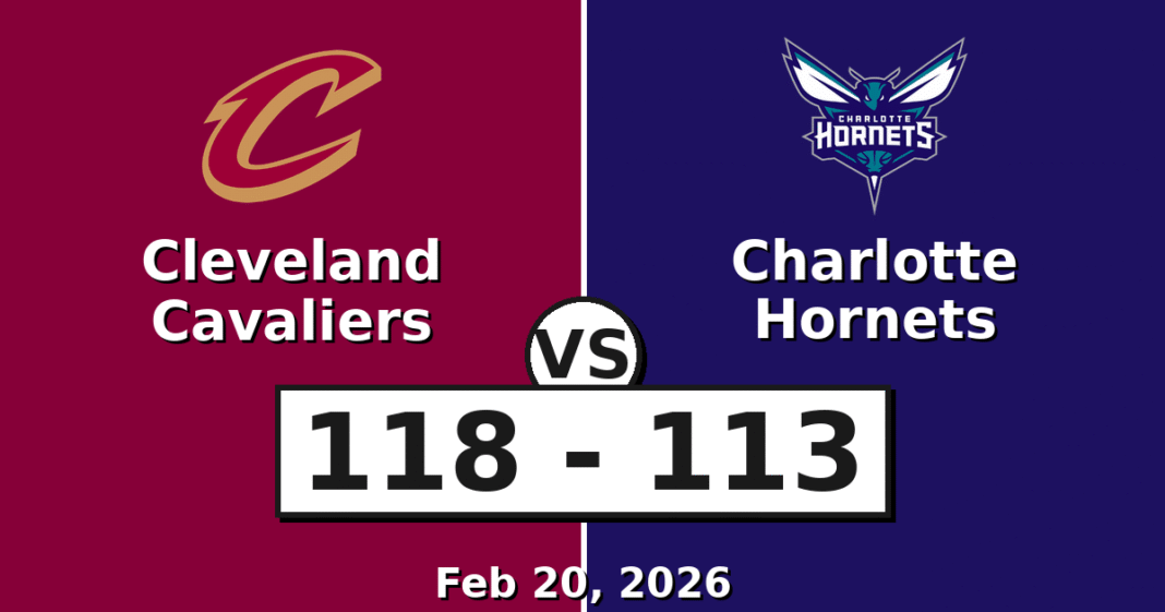 Cleveland Cavaliers vs Charlotte Hornets Match Player Stats (Feb 20, 2026)
