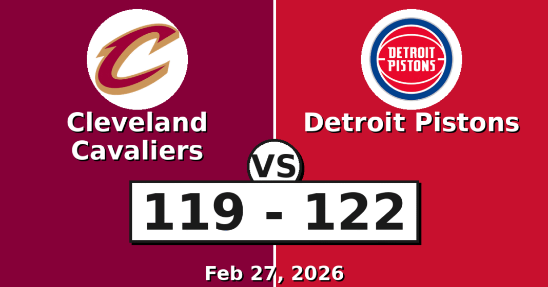 Cleveland Cavaliers vs Detroit Pistons Match Player Stats (Feb 27, 2026)