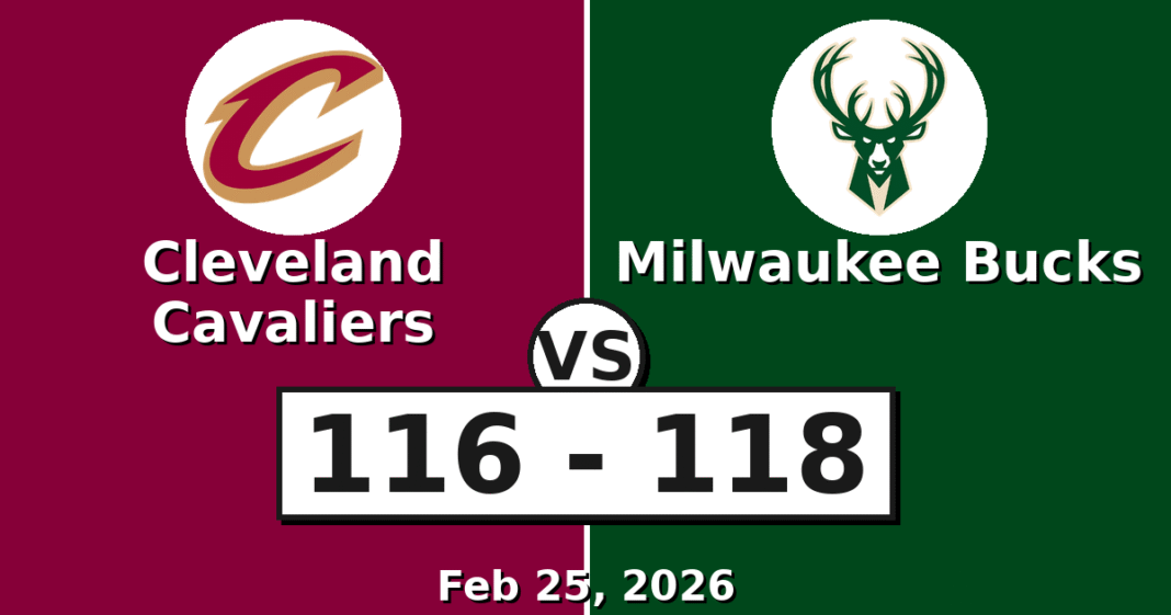 Cleveland Cavaliers vs Milwaukee Bucks Match Player Stats (Feb 25, 2026)