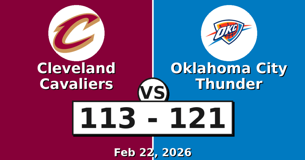 Cleveland Cavaliers vs Oklahoma City Thunder Match Player Stats (Feb 22, 2026)