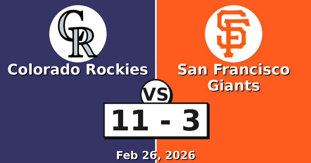 Colorado Rockies vs San Francisco Giants Match Player Stats (Feb 26, 2026)