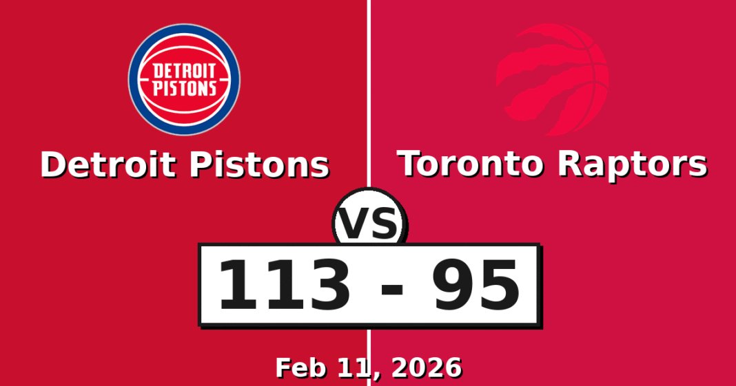 Detroit Pistons vs Toronto Raptors Match Player Stats (Feb 11, 2026)