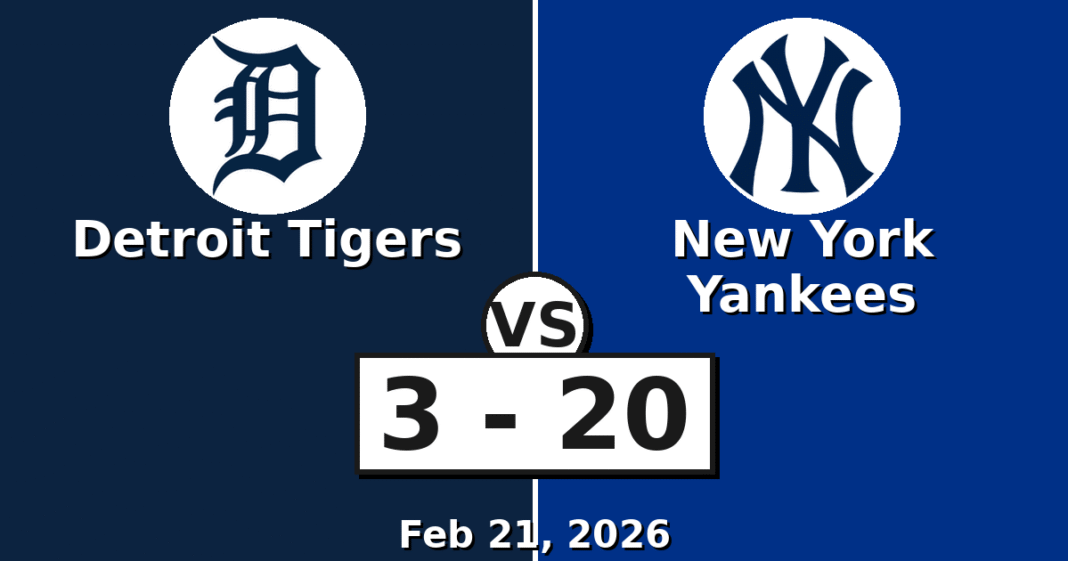 Detroit Tigers vs New York Yankees Match Player Stats (Feb 21, 2026)