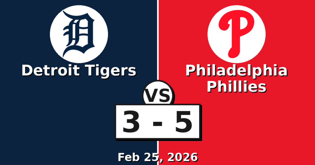 Detroit Tigers vs Philadelphia Phillies Match Player Stats (Feb 25, 2026)