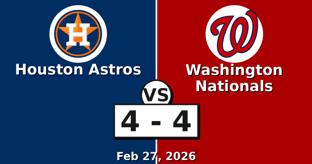 Houston Astros vs Washington Nationals Match Player Stats (Feb 27, 2026)