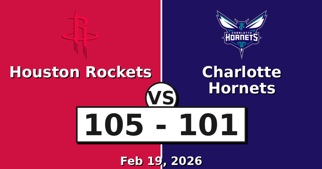 Houston Rockets vs Charlotte Hornets Match Player Stats (Feb 19, 2026)