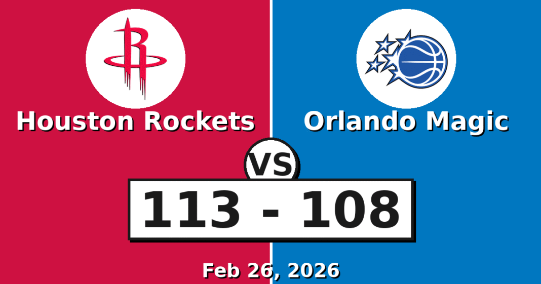 Houston Rockets vs Orlando Magic Match Player Stats (Feb 26, 2026)