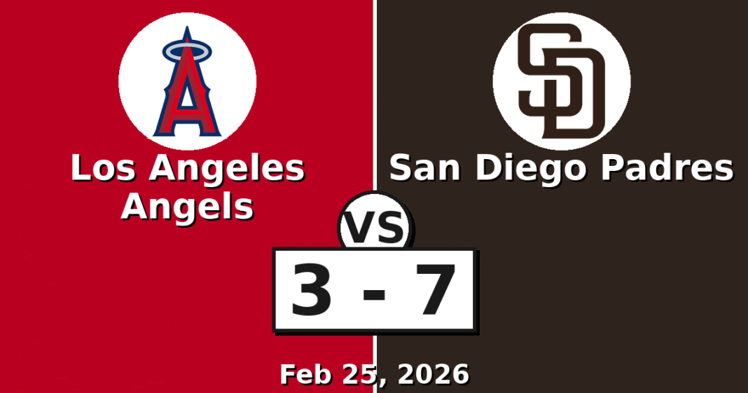 Los Angeles Angels vs San Diego Padres Match Player Stats (Feb 25, 2026)