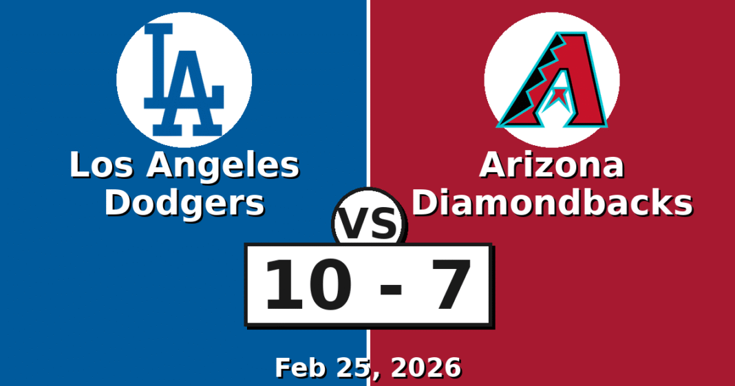 Los Angeles Dodgers vs Arizona Diamondbacks Match Player Stats (Feb 25, 2026)