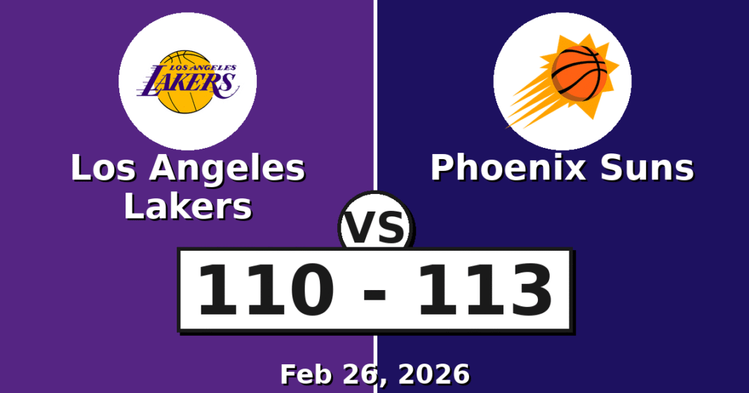 Los Angeles Lakers vs Phoenix Suns Match Player Stats