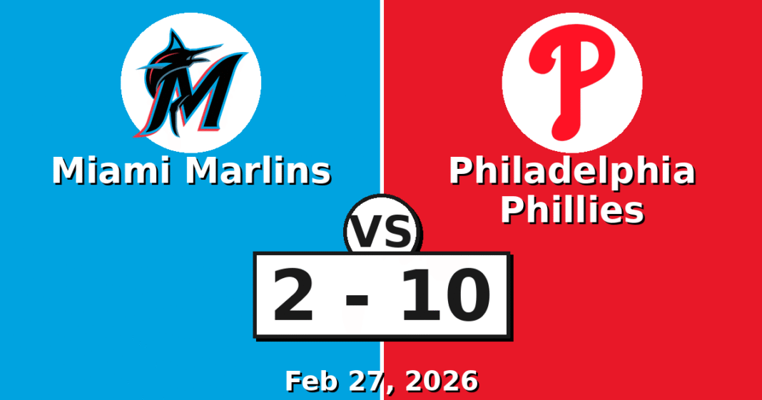 Miami Marlins vs Philadelphia Phillies Match Player Stats (Feb 27, 2026)