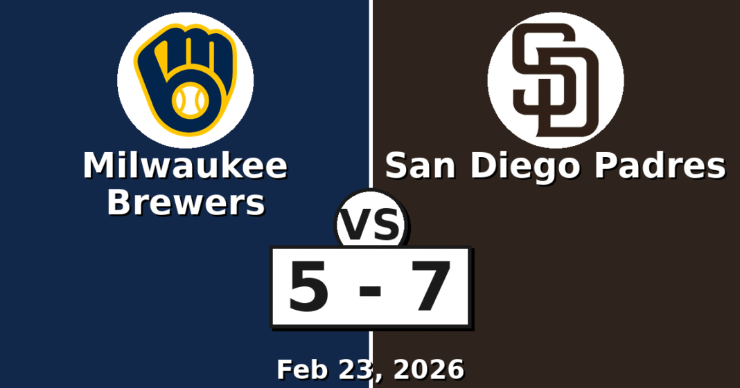 Milwaukee Brewers vs San Diego Padres Match Player Stats (Feb 23, 2026)