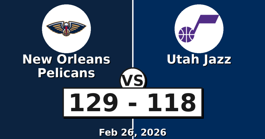 New Orleans Pelicans vs Utah Jazz Match Player Stats (Feb 26, 2026)