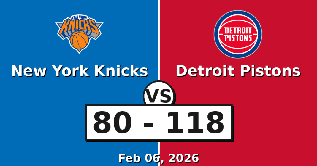 New York Knicks vs Detroit Pistons Match Player Stats