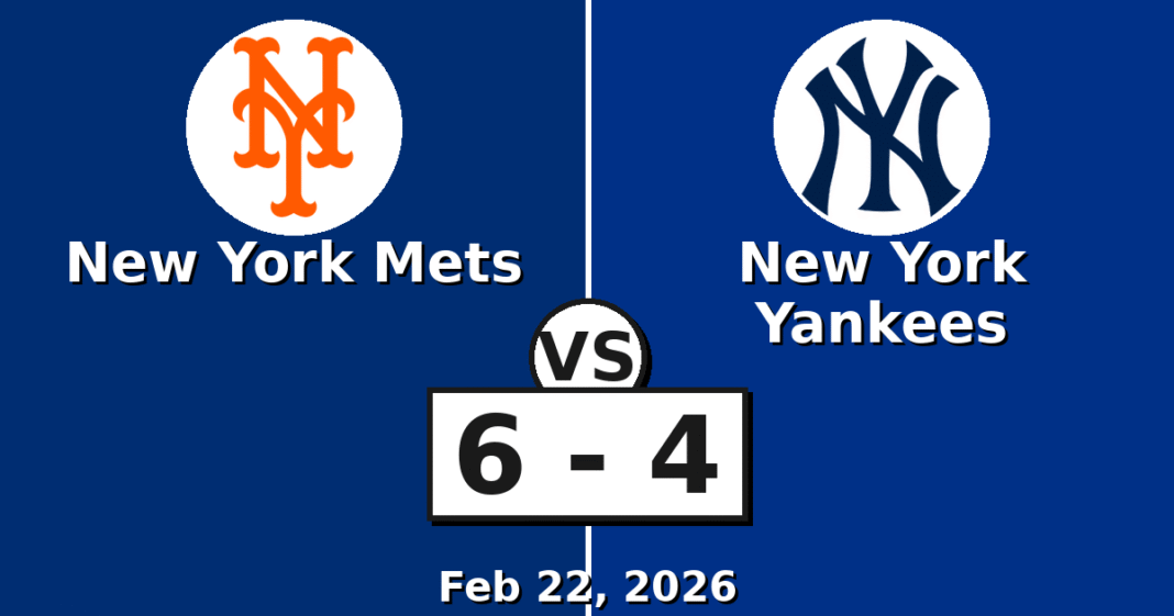 New York Mets vs New York Yankees Match Player Stats (Feb 22, 2026)