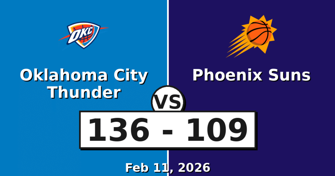 Oklahoma City Thunder vs Phoenix Suns Match Player Stats (Feb 11, 2026)