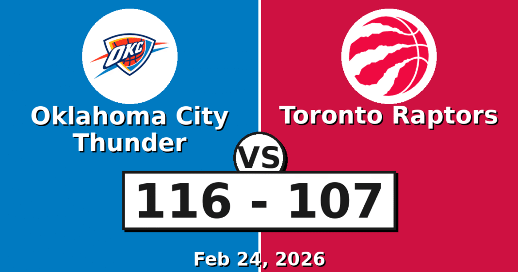 Oklahoma City Thunder vs Toronto Raptors Match Player Stats