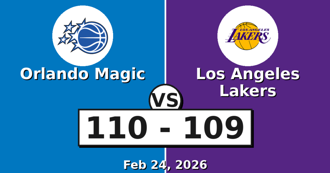 Orlando Magic vs Los Angeles Lakers Match Player Stats (Feb 24, 2026)