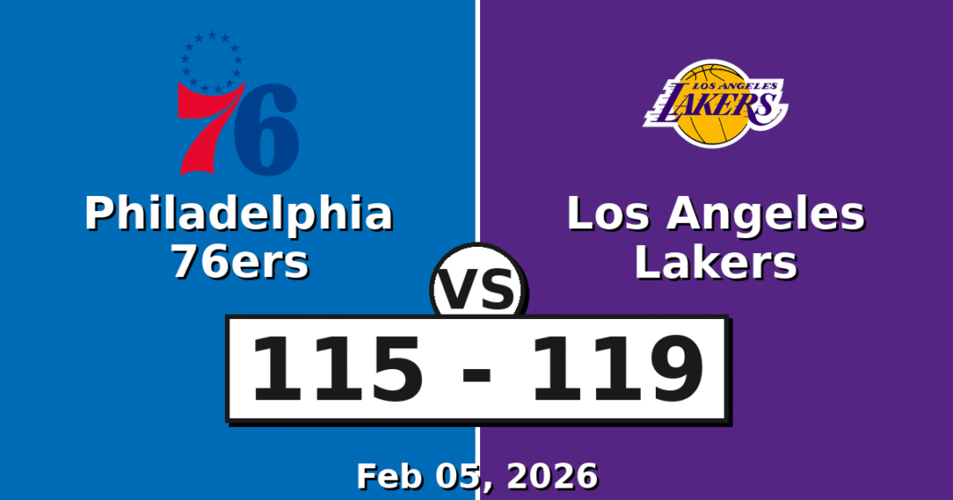 Philadelphia 76ers vs Los Angeles Lakers Match Player Stats