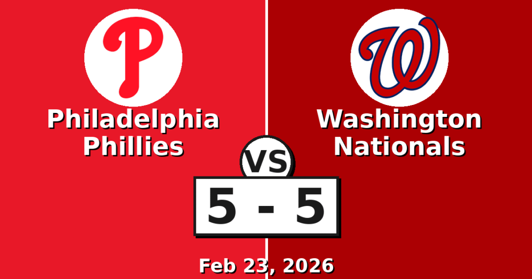 Philadelphia Phillies vs Washington Nationals Match Player Stats (Feb 23, 2026)