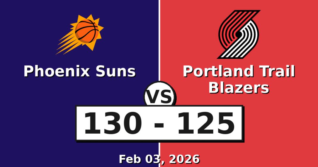Phoenix Suns vs Portland Trail Blazers Match Player Stats (Feb 03, 2026)