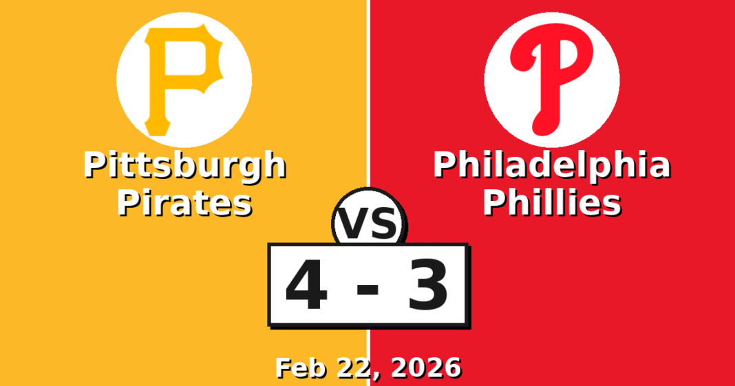 Pittsburgh Pirates vs Philadelphia Phillies Match Player Stats (Feb 22, 2026)