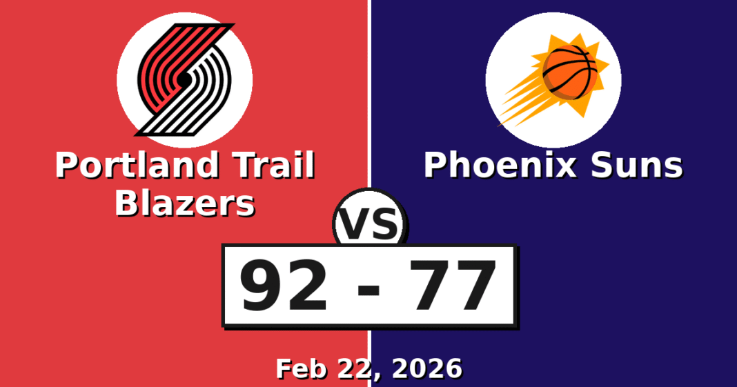 Portland Trail Blazers vs Phoenix Suns Match Player Stats (Feb 22, 2026)