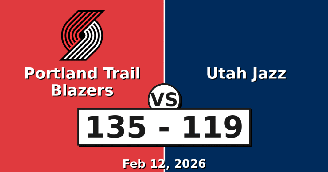 Portland Trail Blazers vs Utah Jazz Match Player Stats (Feb 12, 2026)