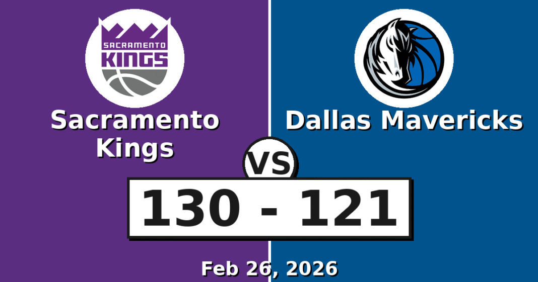 Sacramento Kings vs Dallas Mavericks Match Player Stats (Feb 26, 2026)