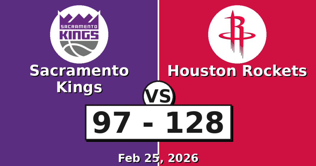 Sacramento Kings vs Houston Rockets Match Player Stats (Feb 25, 2026)