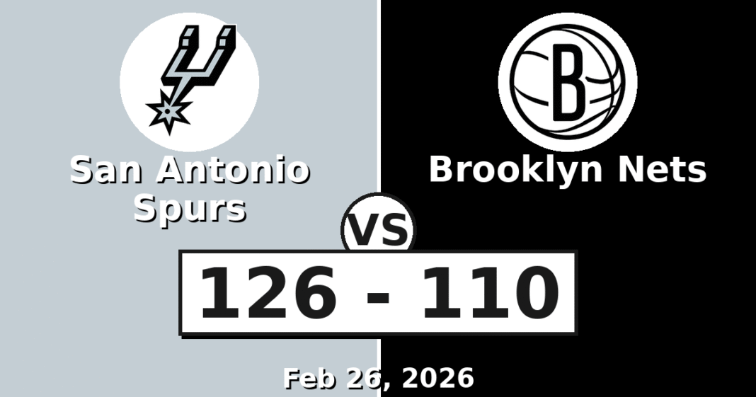 San Antonio Spurs vs Brooklyn Nets Match Player Stats