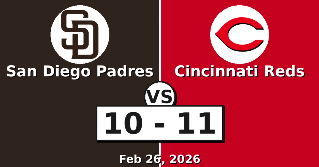 San Diego Padres vs Cincinnati Reds Match Player Stats (Feb 26, 2026)