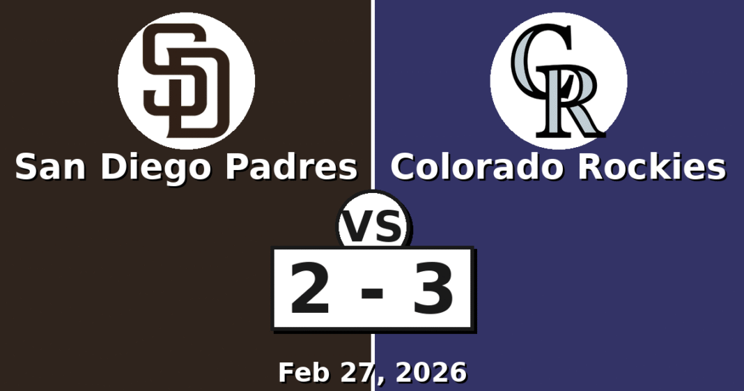 San Diego Padres vs Colorado Rockies Match Player Stats (Feb 27, 2026)