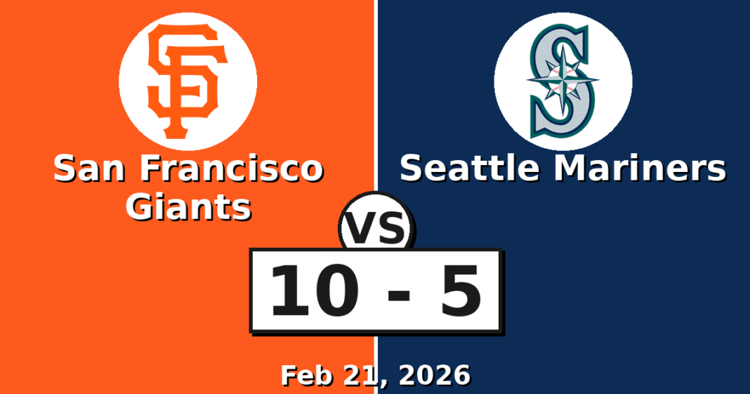 San Francisco Giants vs Seattle Mariners Match Player Stats (Feb 21, 2026)