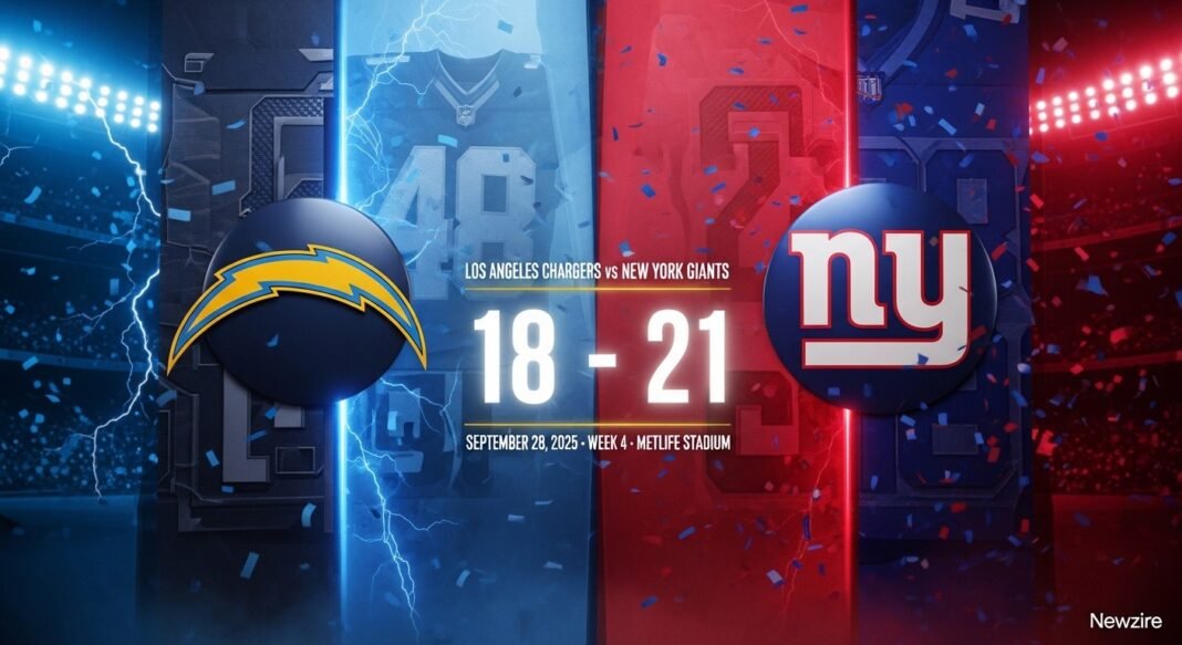 Los Angeles Chargers vs New York Giants Match Player Stats