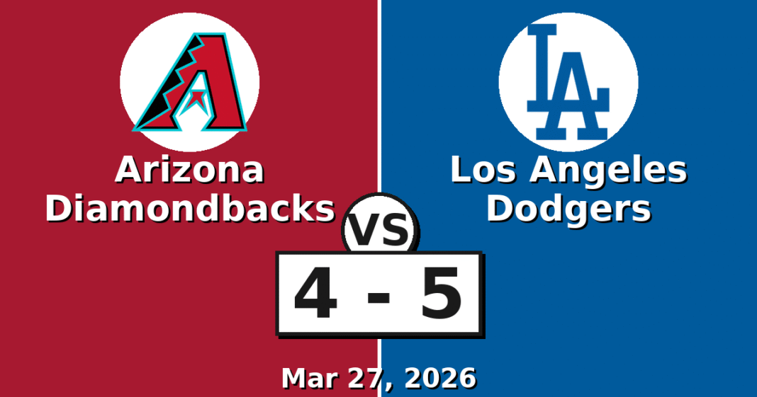 Arizona Diamondbacks vs Los Angeles Dodgers Match Player Stats (Mar 27, 2026)