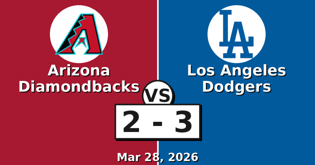 Arizona Diamondbacks vs Los Angeles Dodgers Match Player Stats (Mar 28, 2026)