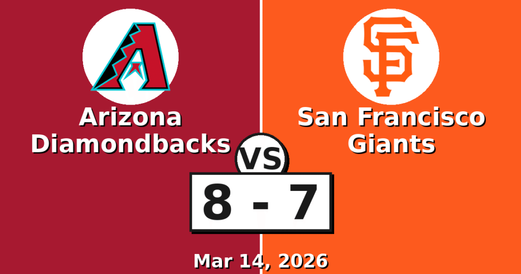 Arizona Diamondbacks vs San Francisco Giants Match Player Stats (Mar 14, 2026)