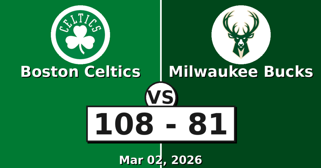 Boston Celtics vs Milwaukee Bucks Match Player Stats