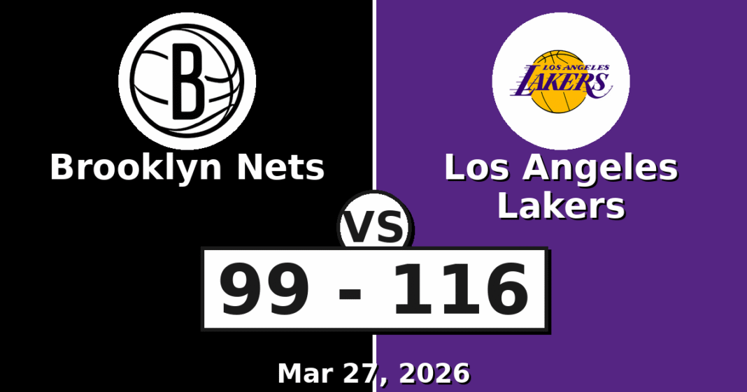 Brooklyn Nets vs Los Angeles Lakers Match Player Stats