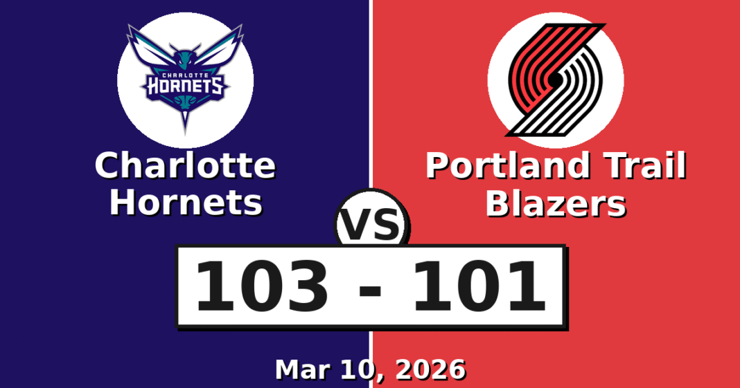 Charlotte Hornets vs Portland Trail Blazers Match Player Stats (Mar 10, 2026)