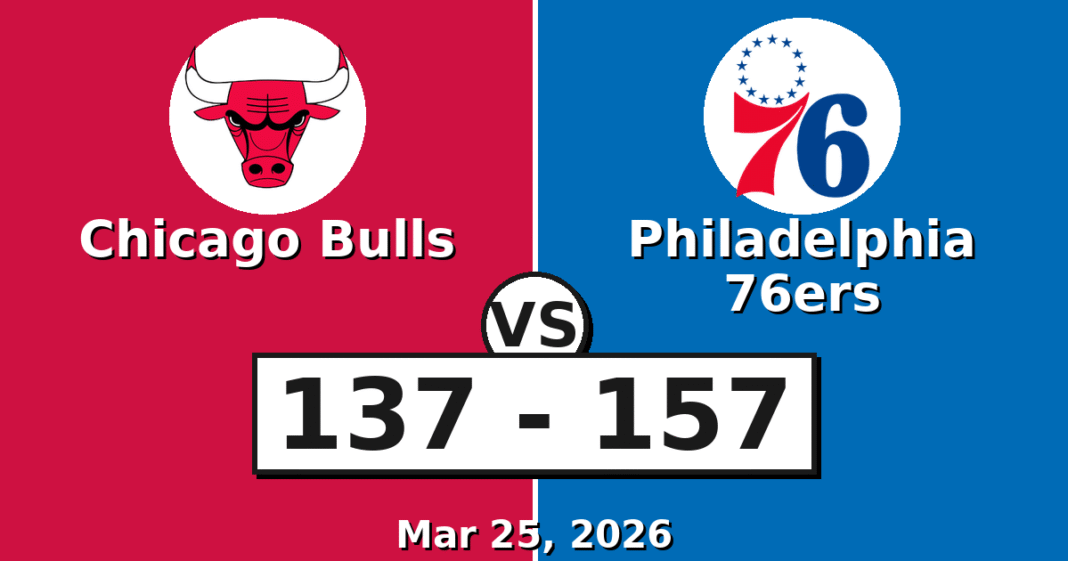 Chicago Bulls vs Philadelphia 76ers Match Player Stats (Mar 25, 2026)