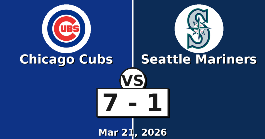 Chicago Cubs vs Seattle Mariners Match Player Stats (Mar 21, 2026)