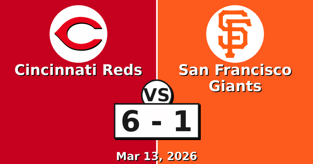 Cincinnati Reds vs San Francisco Giants Match Player Stats (Mar 13, 2026)