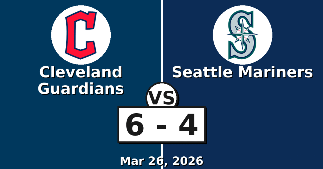 Cleveland Guardians vs Seattle Mariners Match Player Stats (Mar 26, 2026)
